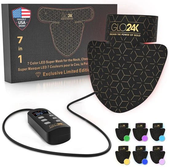 GLO24K 7 Color LED Photon Rejuvenation Super Mask Red Light - XQ
