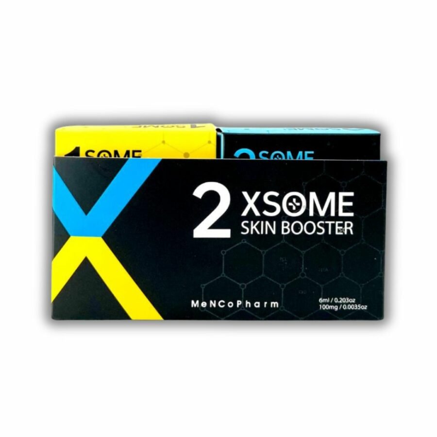 Two boxes of 2XSOME Skin Booster, one yellow and one black, are visible.