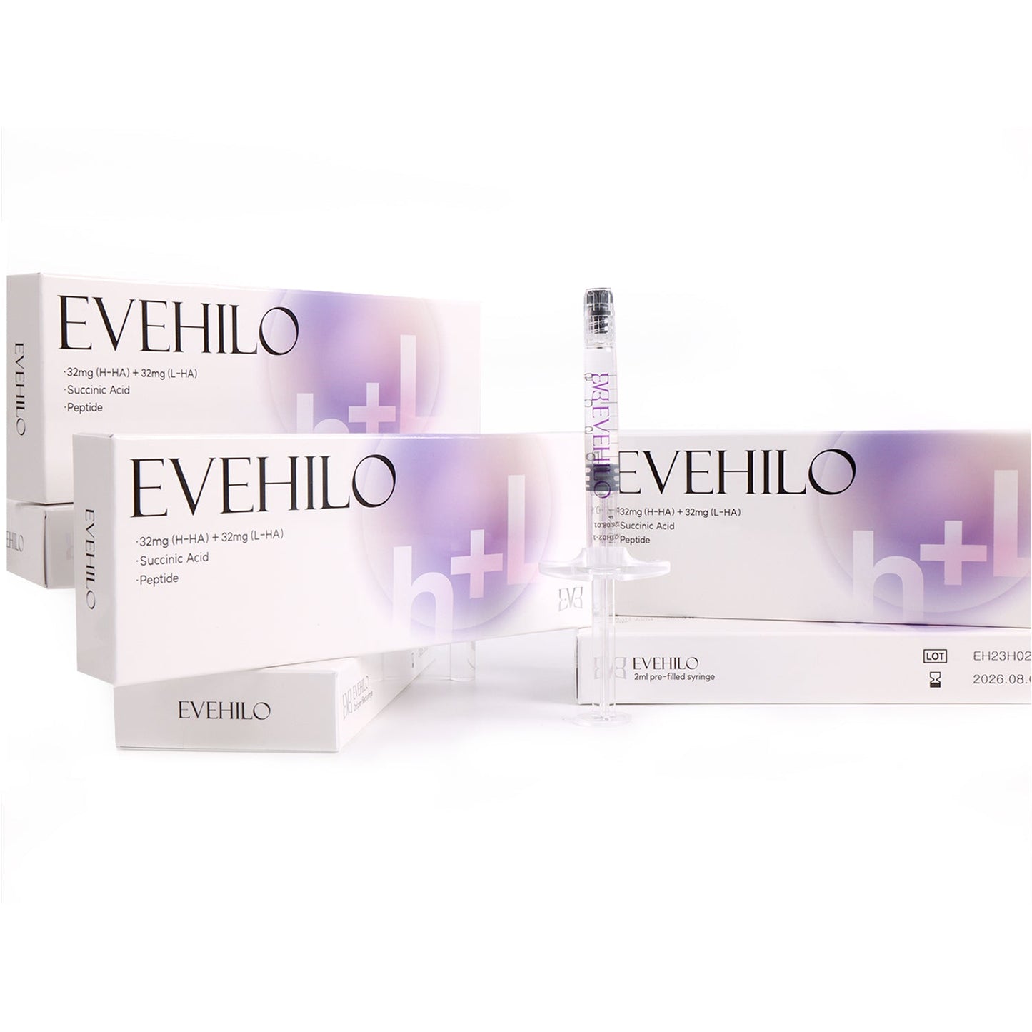 EVEHILO skincare product packaging on a white background