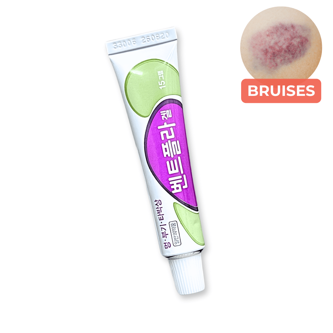 Bentpla Bruise & Pain Relief Gel with a bruise image.