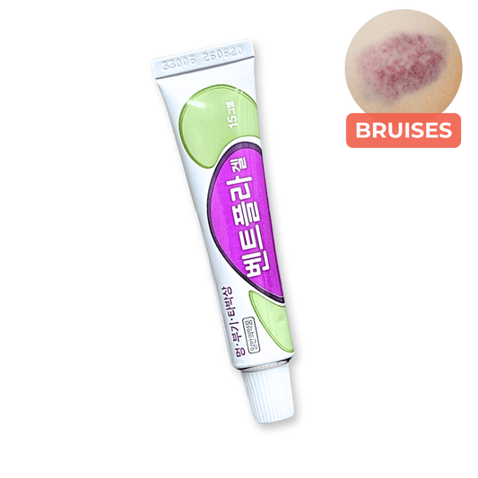 Bentpla Bruise & Pain Relief Gel with a bruise image.