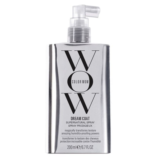 Color WOW Dream Coat Supernatural Spray in a silver bottle with a clear pump.
