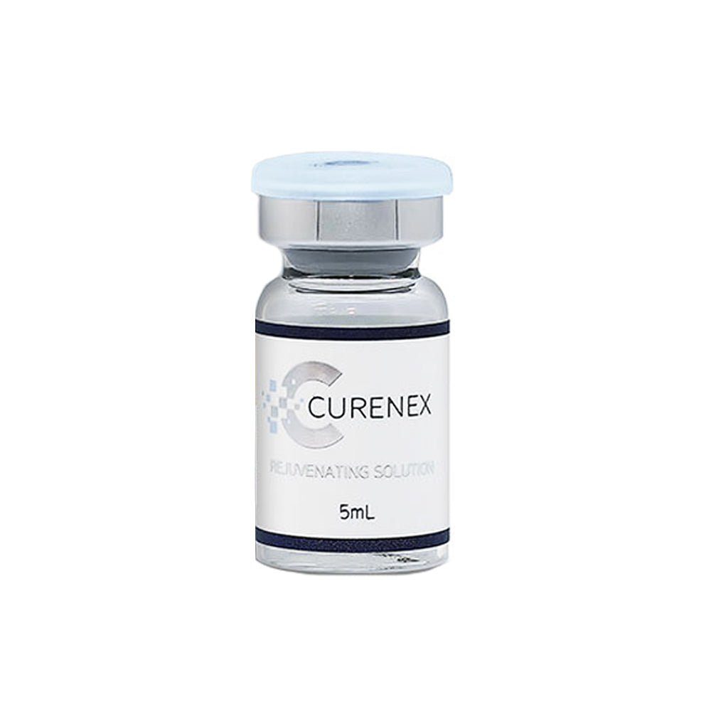 A clear glass vial of Curenex Rejuvenating Solution, 5mL.