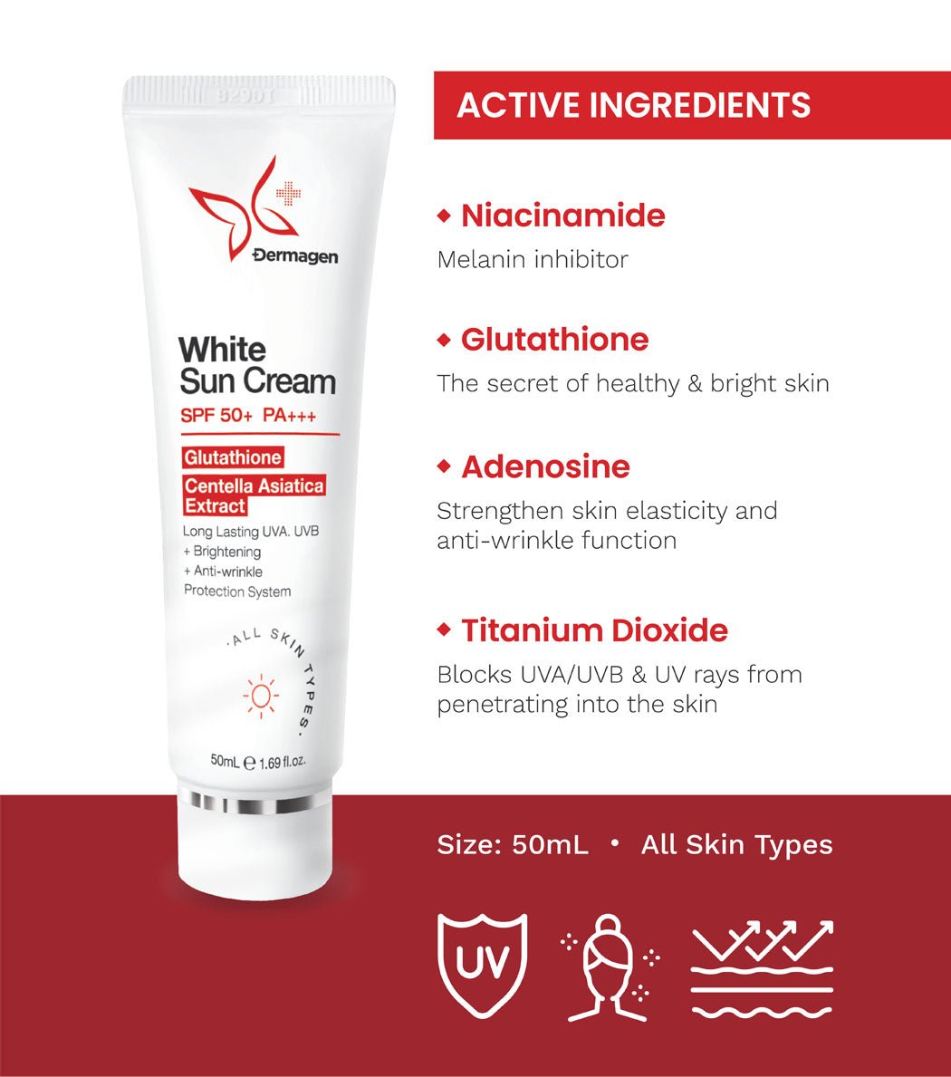 Dermagen - White Sun Cream SPF 50+ Pa+++ (W. Glutathione) 1.76oz