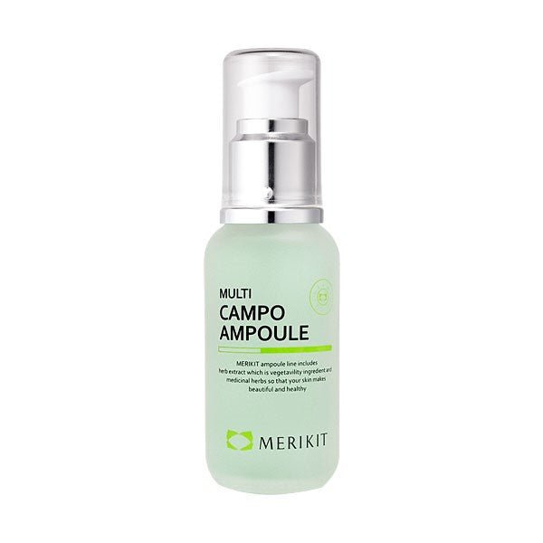 MERIKIT Multi Campo Ampoule in a light green bottle with a silver pump.