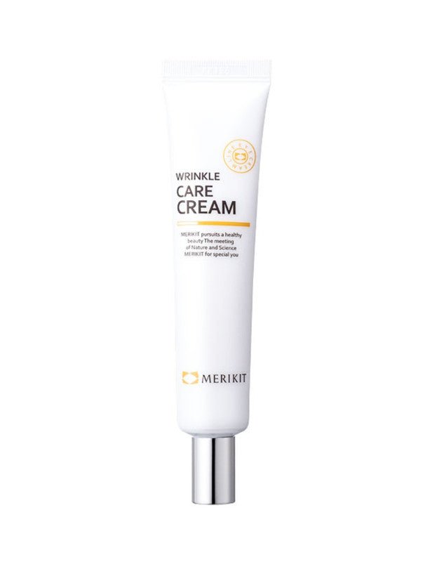 White tube of MERIKIT Wrinkle Care Cream with a silver cap.