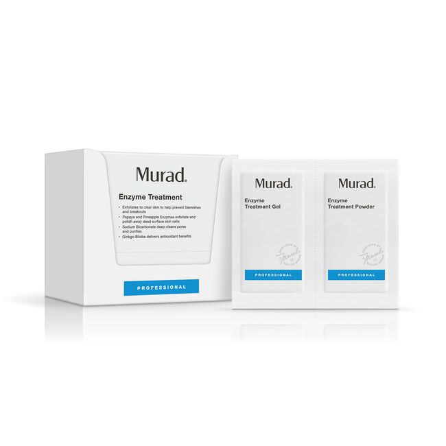 Murad Acne Enzyme Treatment Pack with a box and two individual treatment packets.