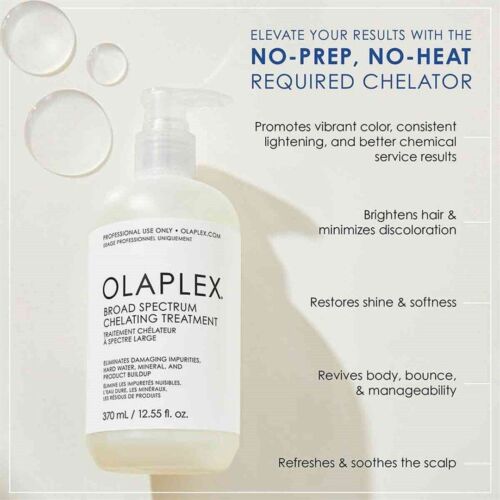 Olaplex Broad Spectrum Chelating Treatment in a 370 mL pump bottle.