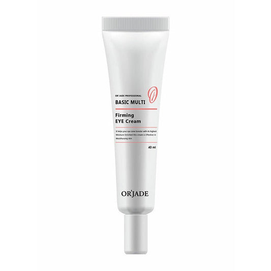 OR'JADE Firming Eye Cream in a white tube with a red accent.