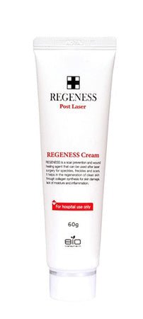 A white tube of Regeness Post Laser cream with black and red text.