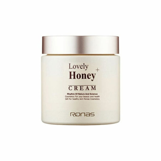 A white jar of Ronas Lovely Honey Cream with a metallic lid.