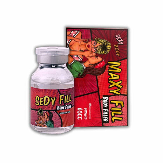 Sedy Fill 60cc HA Body Filler bottle and box with pop art women.